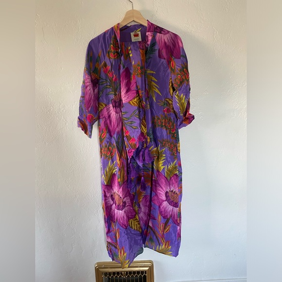 Farm Rio✨Maxi Flowers Maxi Shirtdress- Purple - Picture 7 of 7